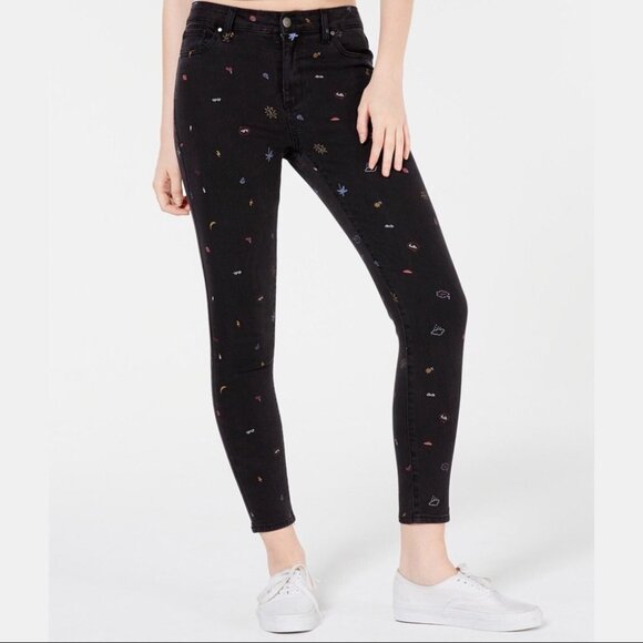 TINSELTOWN Graphic Print Black Skinny Jeans - Picture 10 of 10